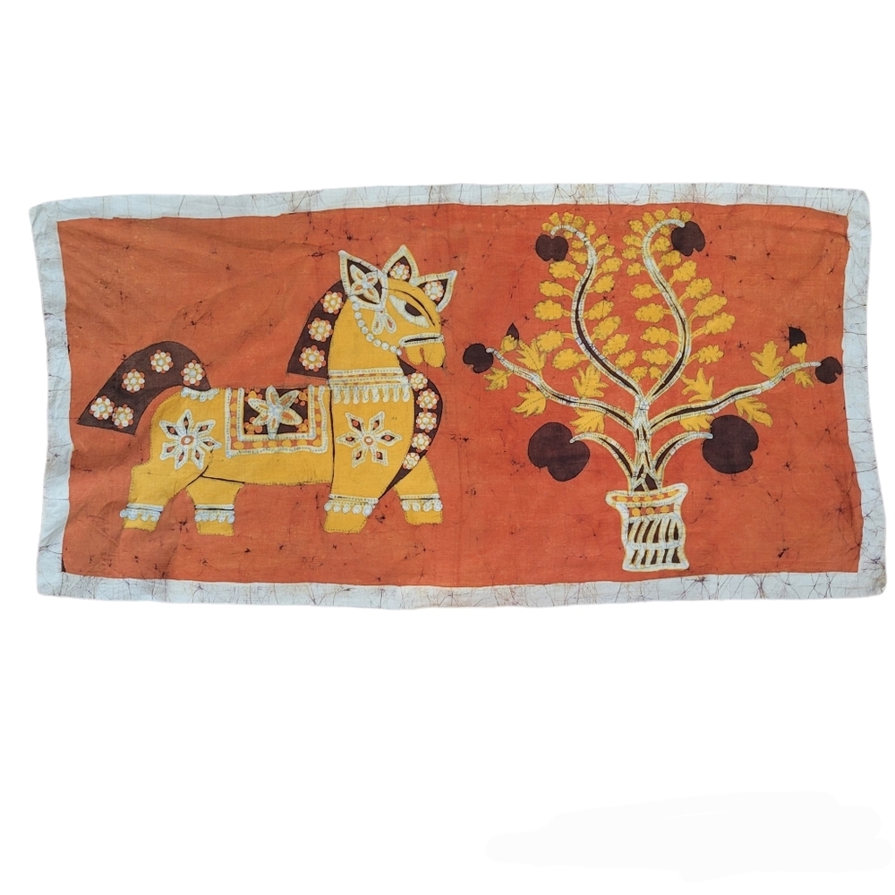 Orange batik horse print